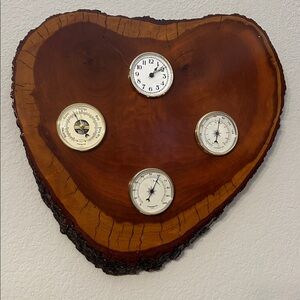 Handcrafted Vintage Oregon Myrtle wood Clock And Weather Station